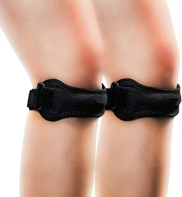 Produktbild von 2 Pack Knie Schmerzlinderung & Patella Stabilisator Knie Bandage Unterstützung für Wandern, Fußball, Basketball, Laufen, Jumpers Knee, Tennis, Volleyball & Squats.