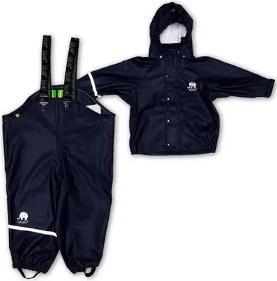 Productafbeelding van Celavi jongensbroek. Celavi tweedelige set. Dunne broek in diverse kleuren. Regenjas, zwart, maat 5