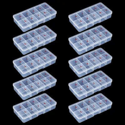 10er-Set durchsichtige Aufbewahrungsboxen mit 10 Fächern