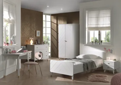 Image de Vipack BILLY Ensemble de chambre de jeunes 4 pcs. composé de : Lit 90 x 200 cm, chevet, bureau et commode à tiroirs