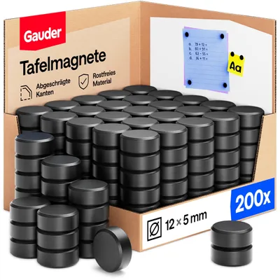 Produktbild von GAUDER Magnete für Magnettafel, Whiteboard & Kühlschrank (200 Stück 12x5mm)