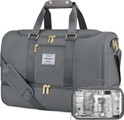 Image de Sac de sport Femme LOVEVOOK Weekender Sac de voyage Compartiment humide 40L Gris