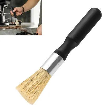 Productafbeelding van Koffieborstel, met houten handvat, 3,5 cm natuurlijke borstelharen, reinigingsborstel, voor koffiemolens, geschikt voor volautomatische koffiemachines, barista-borstels, keukenaccessoires
