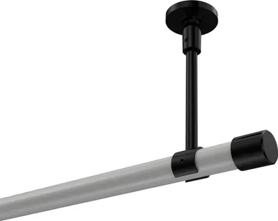 Produktbild von Interdeco Gardinenstange / Vorhangstange Weiß / Schwarz, Typ Sonette Santo (Kappe) ohne Ringe, Deckenmontage, 20 mm Ø 1-läufig, 600 cm