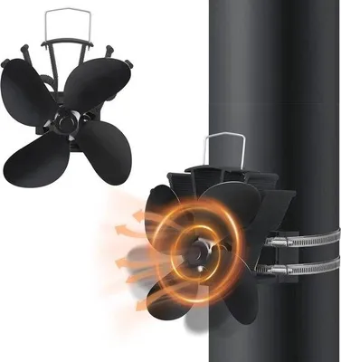 Image de Ventilateur de poêle silencieux à entraînement thermique pour poêles à bois et cheminées, à 4 pales