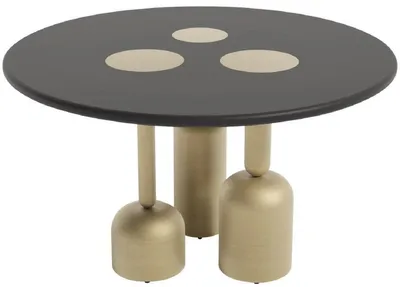 Image de Casa Padrino Table de salle à manger de luxe noir / laiton Ø 150 cm - Meubles d'hôtel et de restaurant de luxe