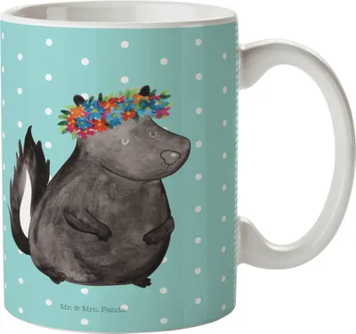 Produktbild von Mr. & Mrs. Panda Kindertasse Stinktier Mädchen - Türkis Pastell - Geschenk, Namaste, Wildtier, Plastikbecher, Raubtier, Pott, Mehrwegbecher, Kinderbecher, Skunk, Yoga
