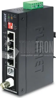 Produktbild von PLANET IP30 Industrial Gigabit Ethern, Netzwerksender & -empfänger, 1200 m, IEEE 802.3, IEEE 802.3ab, IEEE 802.3u, Blau, Metall, 0.4 A