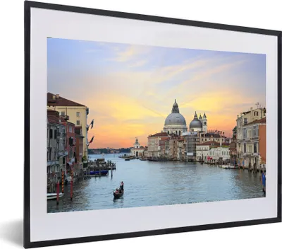 Produktbild von MuchoWow® MuchoWow® Gerahmtes Poster Italien - Sonnenuntergang - Venedig 60x40 cm - Poster mit zchwarzem Bilderrahmen - Schlafzimmer - Plakat in Rahmen - Drucken