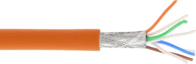 Image de InLine® 76899O Câble patch, S/FTP (PiMf), Cat.6A, 500MHz, sans halogène, cuivre, orange, 100m