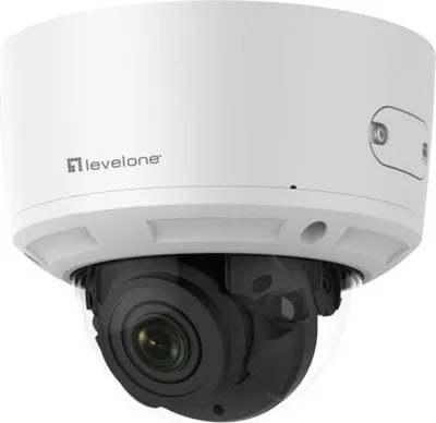 Imagen del producto de LevelOne FCS-3098: Cámara de vigilancia de red, tipo domo, para uso en interiores y exteriores, resistente a vandalismo y a la intemperie, con visión en color (día y noche)