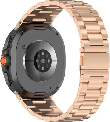 Immagine prodotto di Per Samsung Galaxy Watch 8 / 8 Classic tre perline in acciaio inox sostituzione Smart Watch Band oro rosa