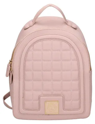 Produktbild von Gepolsterter Rucksack für Damen, aus umweltfreundlichem Kunstleder, in puderrosa mit Metalllogo