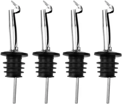 Produktbild von Weinflaschenhalter - 4er-Pack - Kunststoff Weinflaschenhalter für Wein, Schnaps, Olivenöl, Kaffee Sirup, Essigflaschen - Ideal für Cocktails, Feiern, Aperitif und Bars - Schwarz