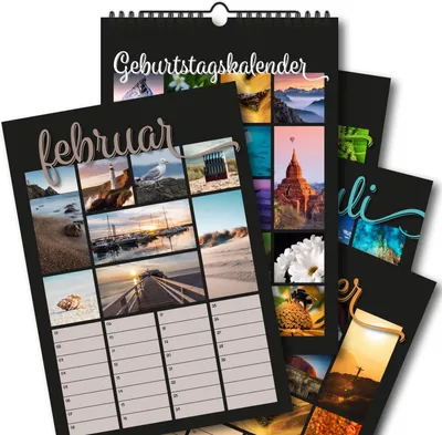 Produktbild von Geburtstagskalender DIN A4, jahresunabhängig, Farbfotokalender, für Zuhause