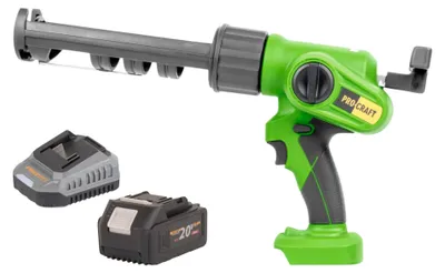 Image de Procraft PC20bb Pistolet à cartouche sur batterie 20 V 2000 N 280 - 310 ml + 1x batterie 4,0 Ah + chargeur