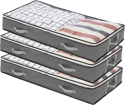 Produktbild von 3-teiliges Aufbewahrungssystem für unter das Bett, faltbare Aufbewahrungstaschen für unter das Bett mit verstärktem Griff, Box-Organizer.