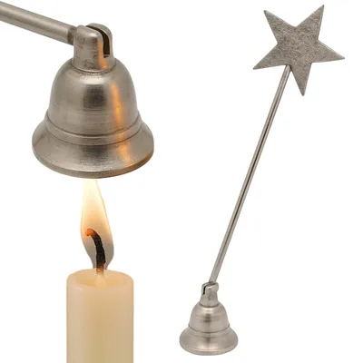 Metallener Kerzenlöscher mit Sternmotiv, 29 cm, silber