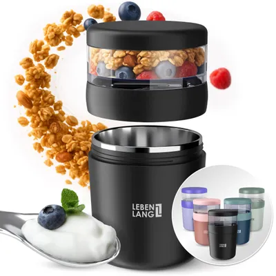 Obrázek produktu pro Müsli hrnek s víkem a lžičkou – 650 ml