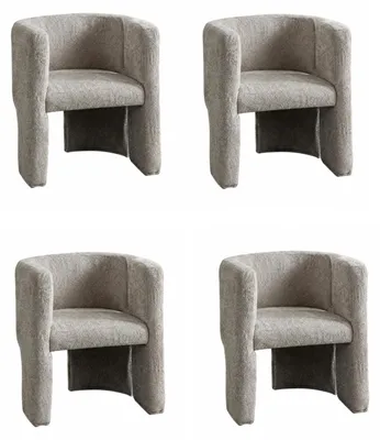Immagine prodotto di Set di sedie beige, composto da 4 sedie imbottite, realizzate in tessuto, ideali per la sala da pranzo