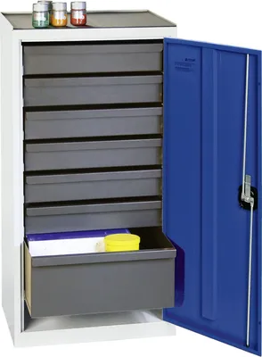 Image de Stumpf Armoire à outils et matériel série 3000 gris clair / bleu gentiane + 6 tiroirs 100 mm + 1 tiroir 200 mm - 3001874