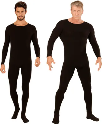 Produktbild von Ganzkörper Body in schwarz mit Ärmeln - Bodysuit Herren Basic S/M
