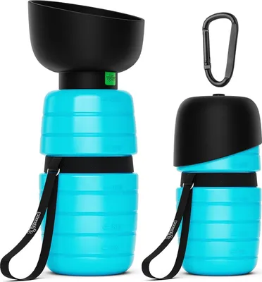 Produktbild von Famanu Trinkflasche für Hunde - Faltbare Wasserflasche mit Schüssel