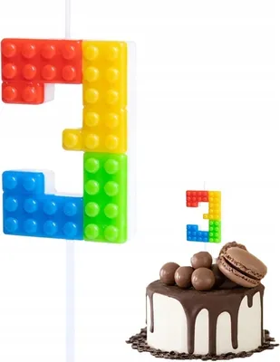 Image de Bougie D'anniversaire Lego Numéral 3 Couleurs Pour Une Fête D'anniversaire