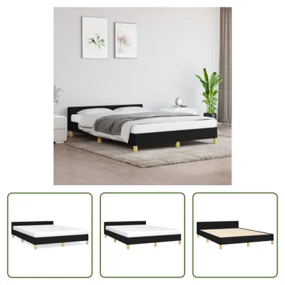 Produktbild von The Living Store Bettgestell mit Kopfteil Schwarz 140x200 cm Stoff
