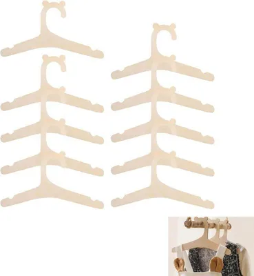 Produktbild von Set mit 10 rutschfesten Holzkleiderbügeln für Babykleidung, platzsparende Holzkleiderbügel, Kleiderbügel