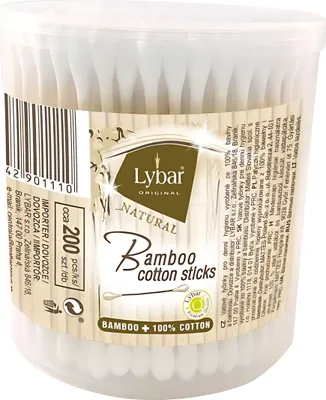 Zdjęcie produktu dla Lybar Patyczki Kosmetyczne Bambusowe Do Czyszczenia Uszu Pudełko 200 Szt