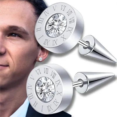 Zdjęcie produktu dla Kolczyki sztyfty dla kobiet i mężczyzn, stal chirurgiczna, srebro, 8 mm, cyrkonie