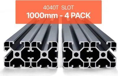 Immagine prodotto di set di 4 profili in alluminio da 1000 mm con scanalatura a T 4040 - Profilo a scanalatura in alluminio anodizzato - Guida lineare standard europeo - per stampanti 3D, macchine CNC e incisioni laser fai da te - Nero