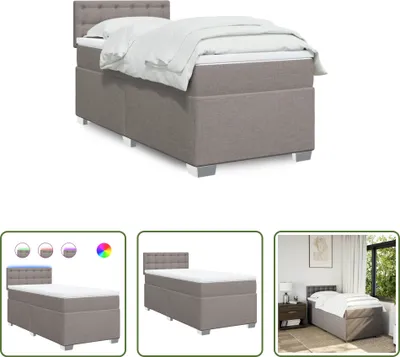 Produktbild von The Living Store Boxspringbett mit Matratze Taupe 90x200 cm Stoff