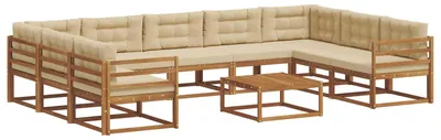 Produktbild von vidaXL Outdoor-Sofagarnitur mit Kissen 10 pcs Natur und Beige