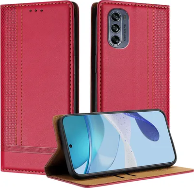 Obrázek produktu pro Pouzdro pro Motorola Moto G62 5G kožené flipové pouzdro s funkcí stojánku červené