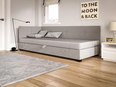 Obrázok produktu pre Jednolôžková čalúnená posteľ 110x195 LOCIKA PLUS 2 - svetlo šedá