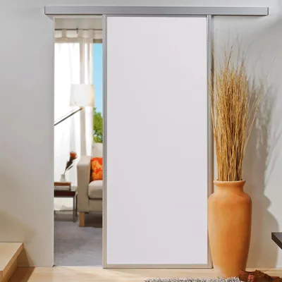 Produktbild von inova Gerahmte Holzschiebetür 740 x 2035 mm, Weiß, Aluminiumrahmen, Komplettset, ohne Softclose