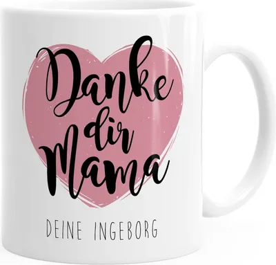 Produktbild von Kaffee-Tasse Geschenk zum Muttertag personalisiert Danke dir Mama MoonWorks® weiß unisize