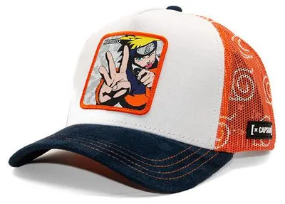 Image de Kappe, Capslab, Casquettes de type "trucker", modèle Capslab, Naruto Uzumaki, couleurs : bleu marine, blanc, orange
