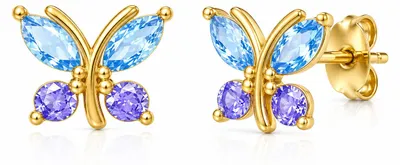Produktbild von Ohrringe Schmetterling 925 Silber vergoldet Damen Kinder Mädchen