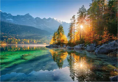 Produktbild von Fototapete Landschaft Gebirge Natur - 350x250 cm - Vliestapete Wohnzimmer Schlafzimmer - Vlies Fototapete Blau - 15915VX7