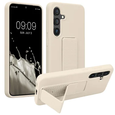 Produktbild von kwmobile Handyhülle für Samsung Galaxy S24 Hülle - TPU Silikon Case mit Fingerhalter und Stand - Schutzhülle Cover in Creme