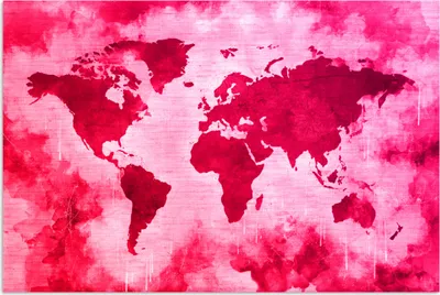 Produktbild von MuchoWow® Poster Weltkarte - Rot - Rosa 60x40 cm - Schlafzimmerdekoration