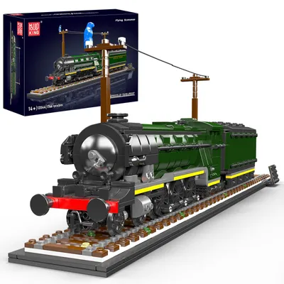 Productafbeelding van Mould King 12044 Britse stoomlocomotief bouwset, 1766 onderdelen. Klassiek treinenmodel van bouwstenen, een verzamelobject en een cadeau-idee voor jongeren en volwassenen (statisch model)