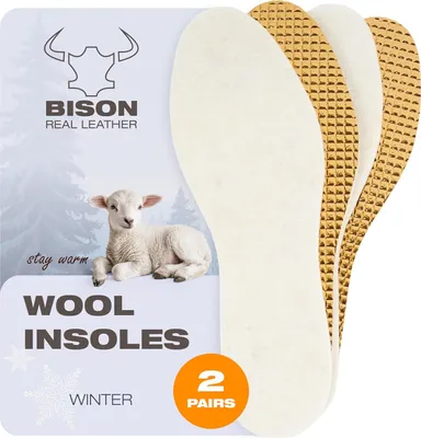 Produktbild von Vložky BISON z jahňacej kože – 2 páry, teplé a protišmykové podrážky z jahňacej kože s hliníkom, dámske a pánske, veľkosť 43