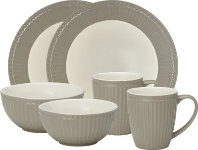 Produktbild von Greengate Alice Frühstücksset warm grey 6tlg