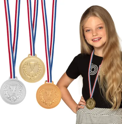 Immagine prodotto di 3 medaglie su nastro oro argento bronzo