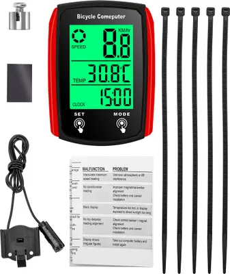 Produktbild von Kabelgebundener Fahrradcomputer, LED-Digital-Fahrrad-Tachometer, Kilometerzaehler, Touchscreen-Fahrradcomputer, wasserdicht, mit Hintergrundbeleuchtung fuer Mountainbike, Rennrad