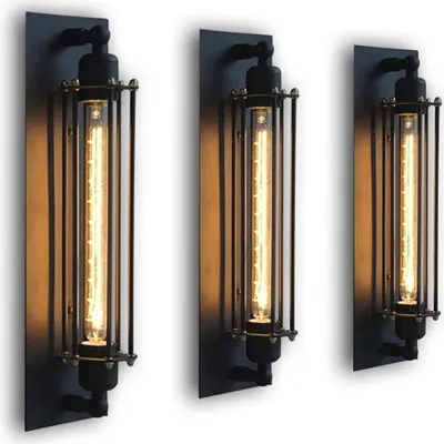 Produktbild von Wandleuchte 3er Metall Tube-Käfig Wandlampe,Retro-Industrial,E27,Ohne Lichtquelle